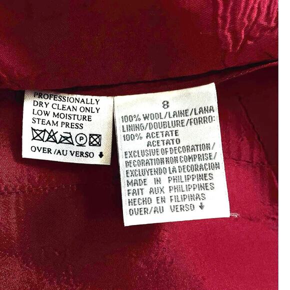 Equestrian Style Red 100% Wool Blazer, Longer, Ladies Liz Claiborne, Size 8 - Picture 4 of 5